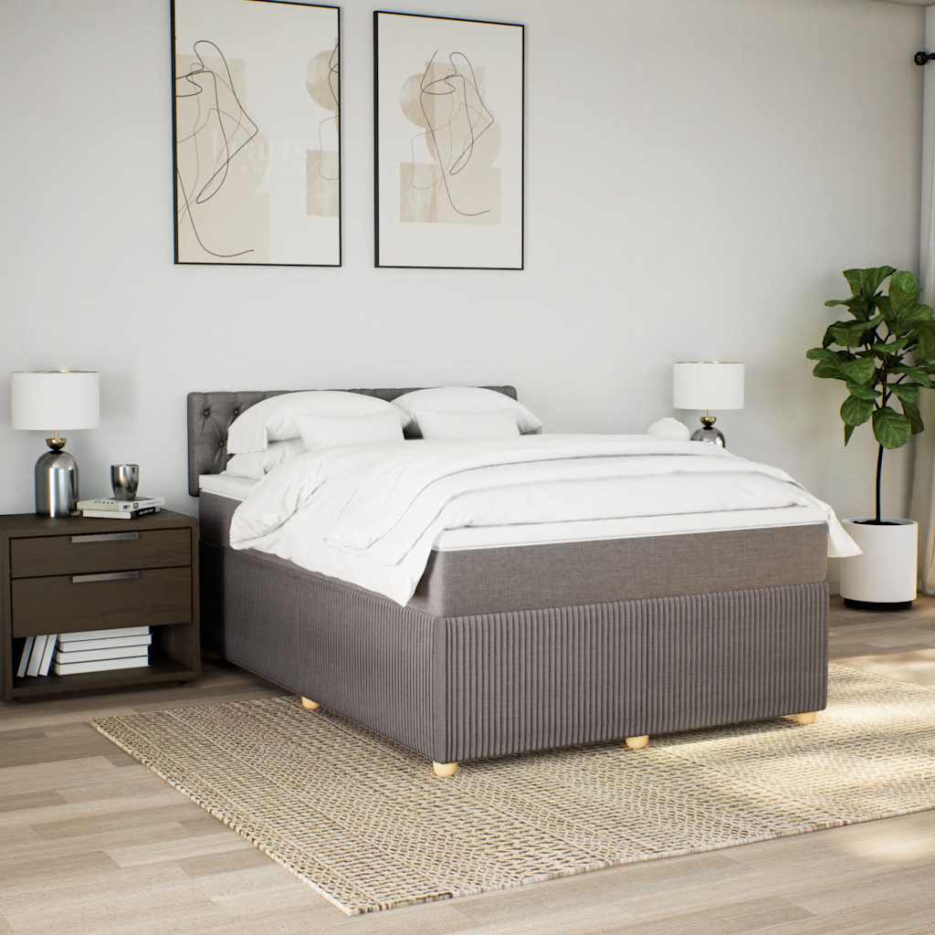 Boxspringbett mit Matratze Taupe 140x190 cm Stoff