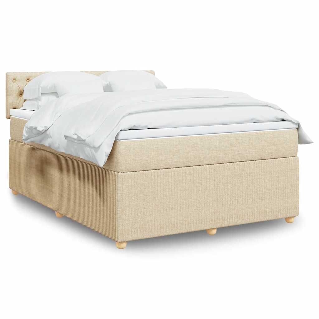 Boxspringbett mit Matratze Creme 140x190 cm Stoff