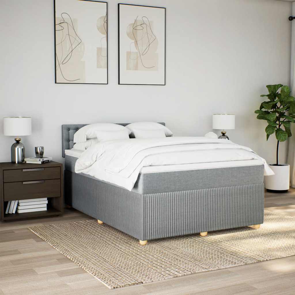 Boxspringbett mit Matratze Hellgrau 140x190 cm Stoff
