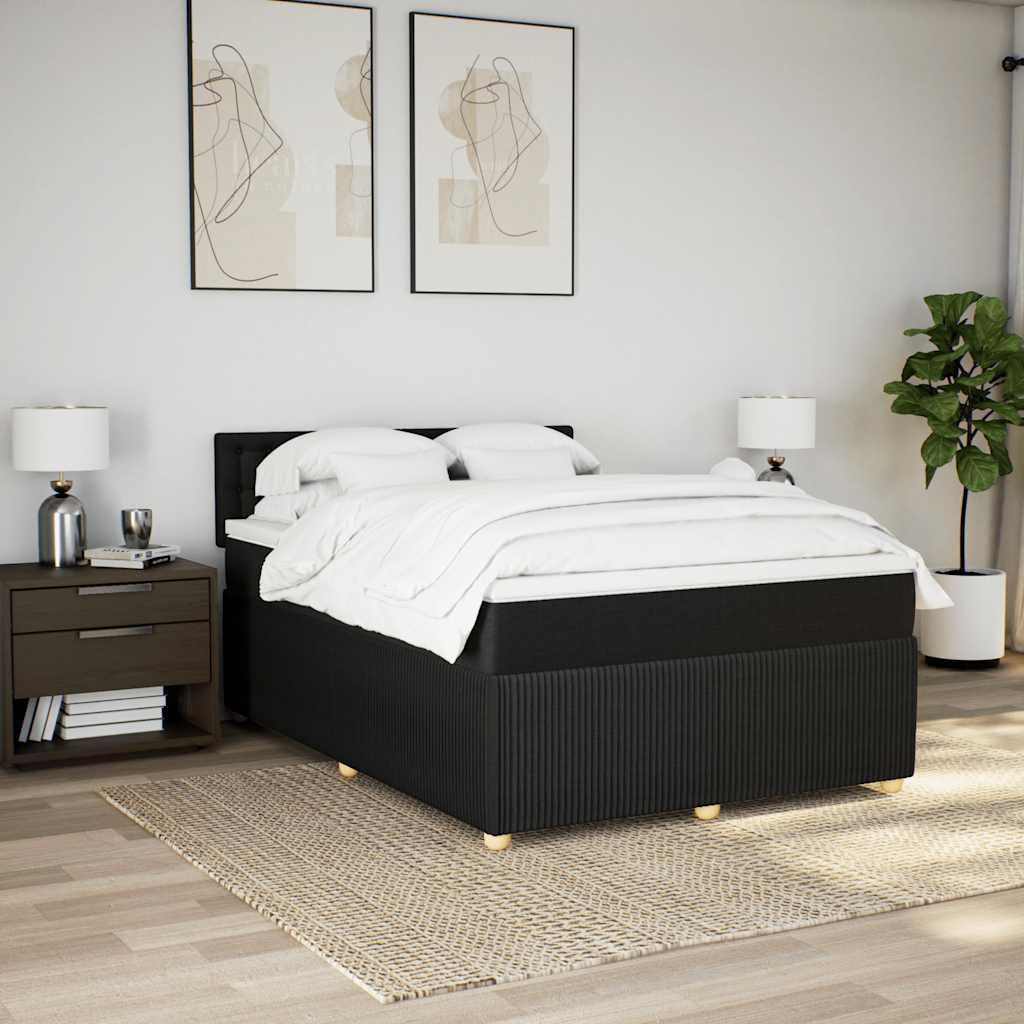 Boxspringbett mit Matratze Schwarz 140x190 cm Stoff