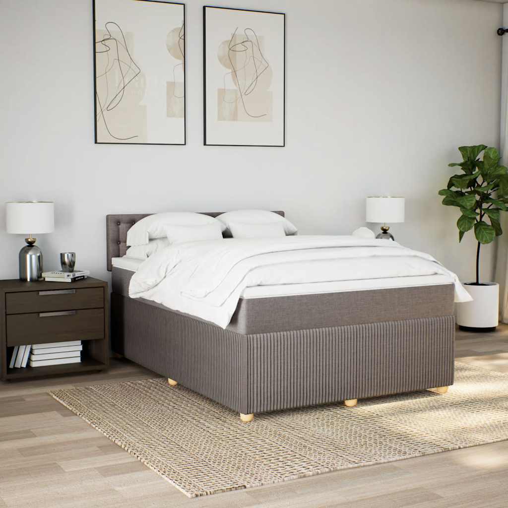 Boxspringbett mit Matratze Taupe 140x190 cm Stoff