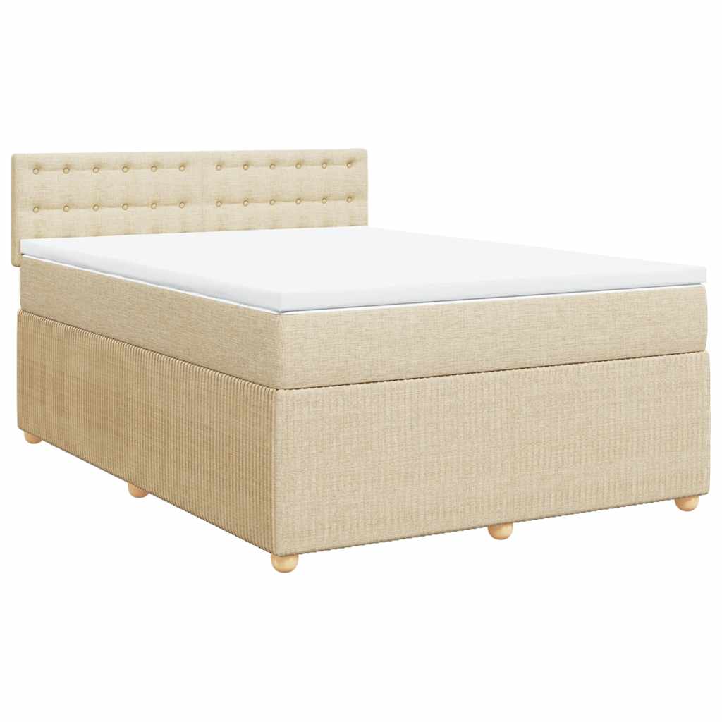 Boxspringbett mit Matratze Creme 140x190 cm Stoff