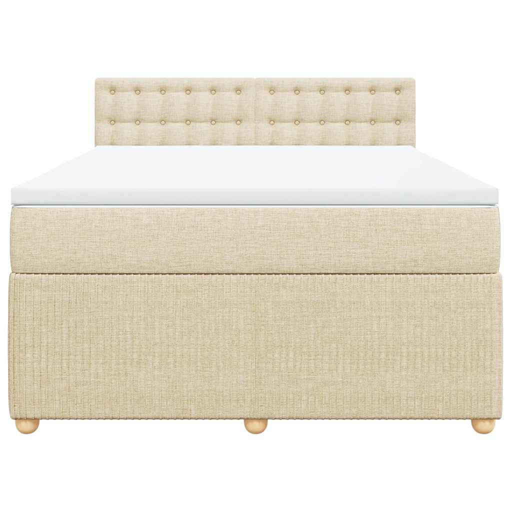 Boxspringbett mit Matratze Creme 140x190 cm Stoff