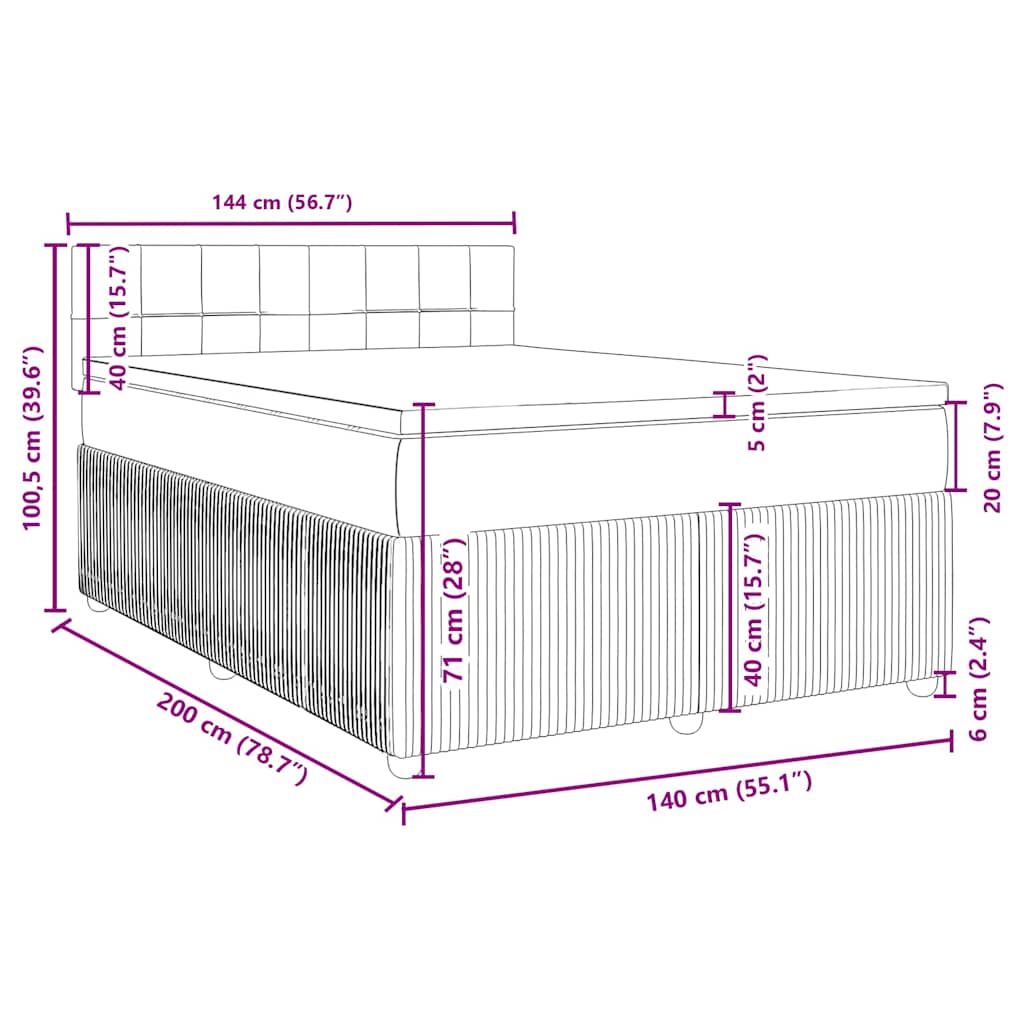 Boxspringbett mit Matratze Taupe 140x200 cm Stoff