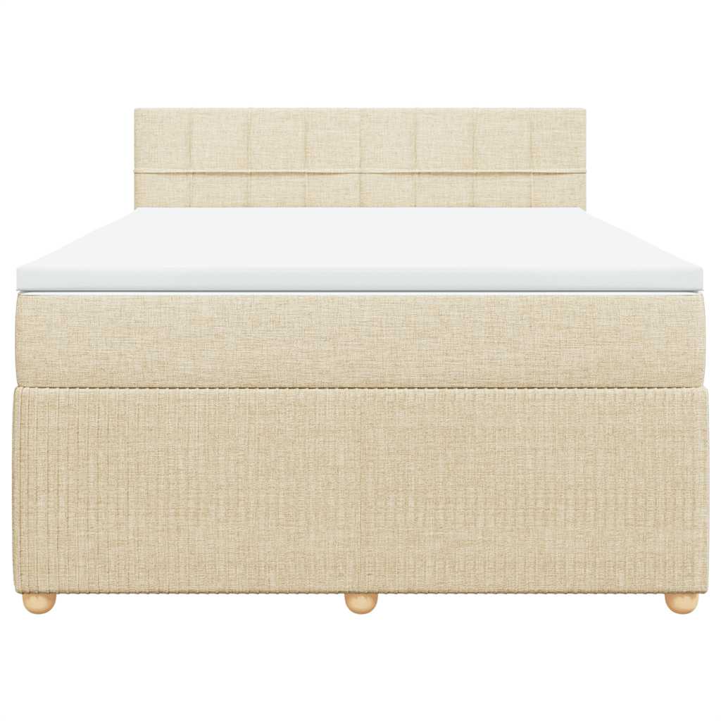 Boxspringbett mit Matratze Creme 140x200 cm Stoff