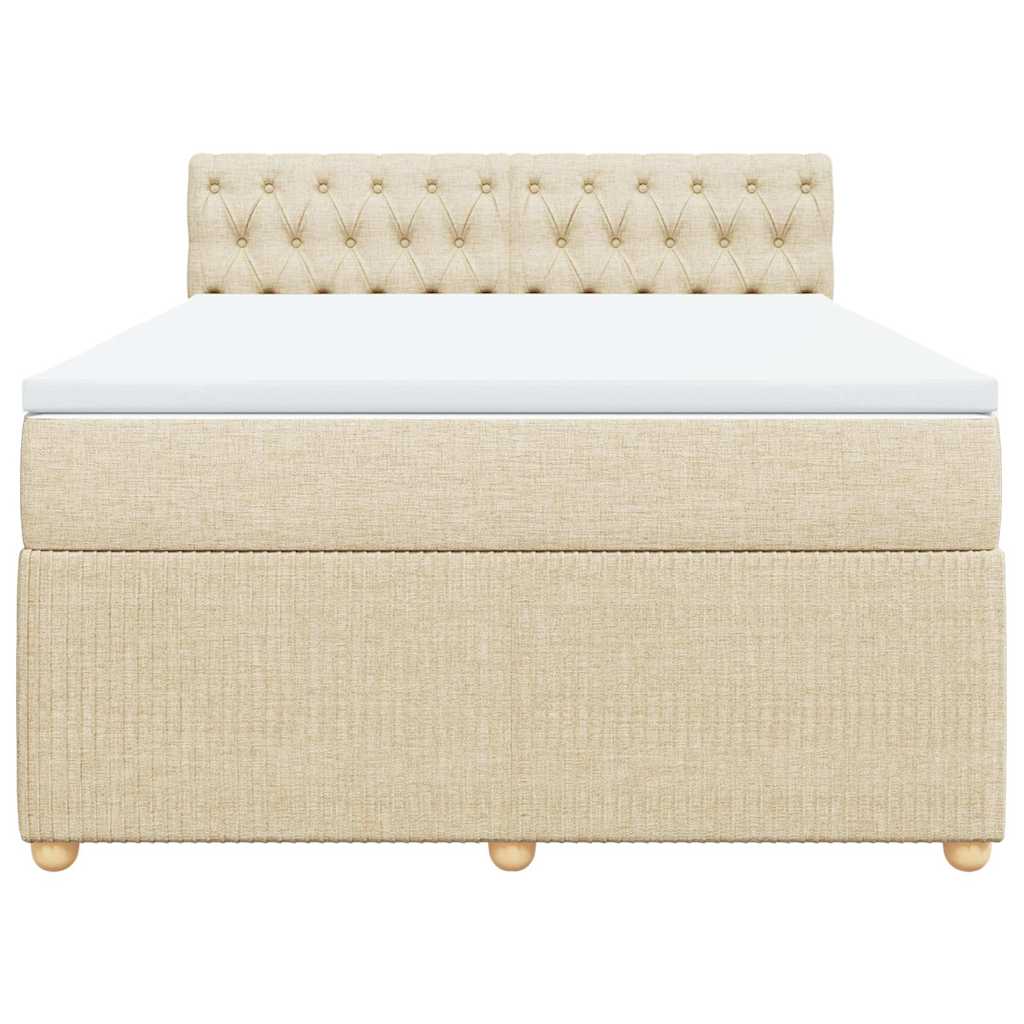 Boxspringbett mit Matratze Creme 140x200 cm Stoff