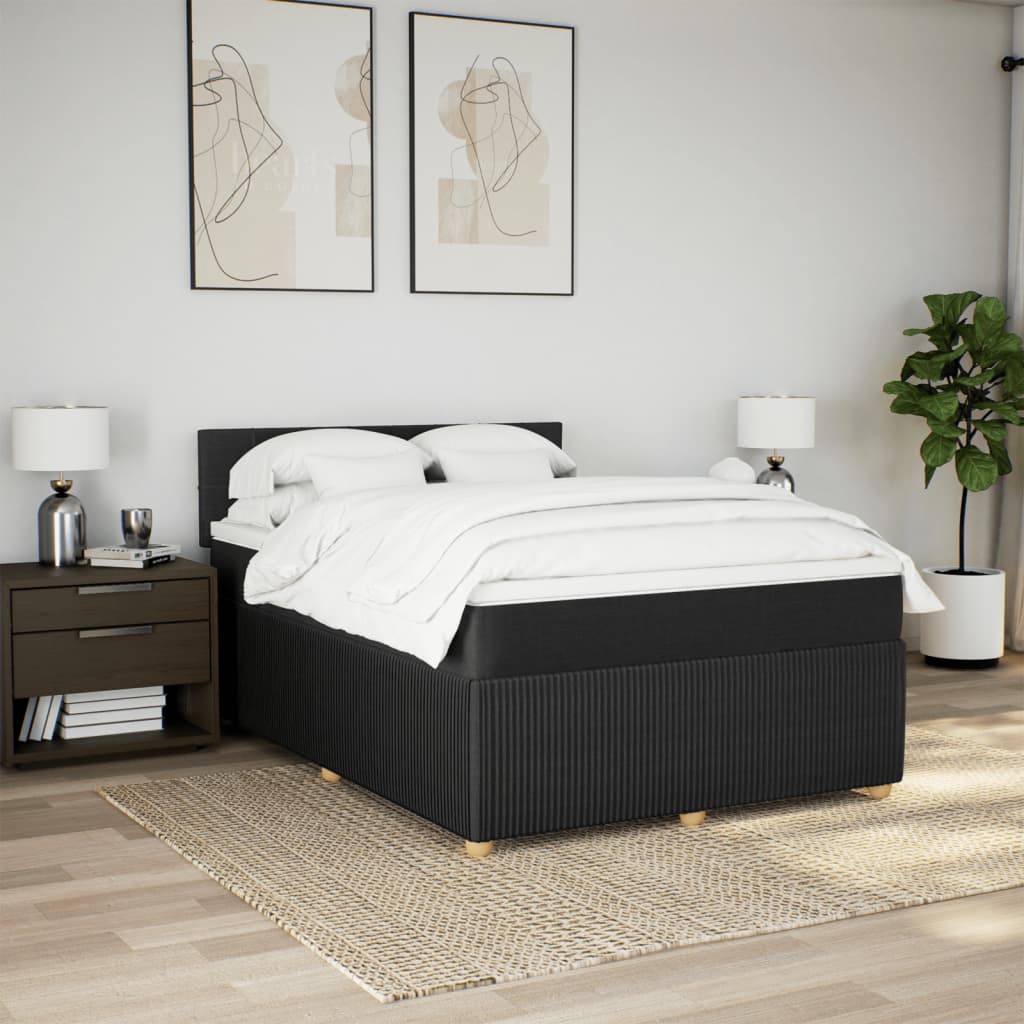 Box spring bed with mattress black 160x200 cm fabric
