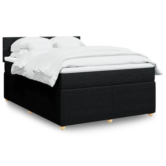 Box spring bed with mattress black 160x200 cm fabric