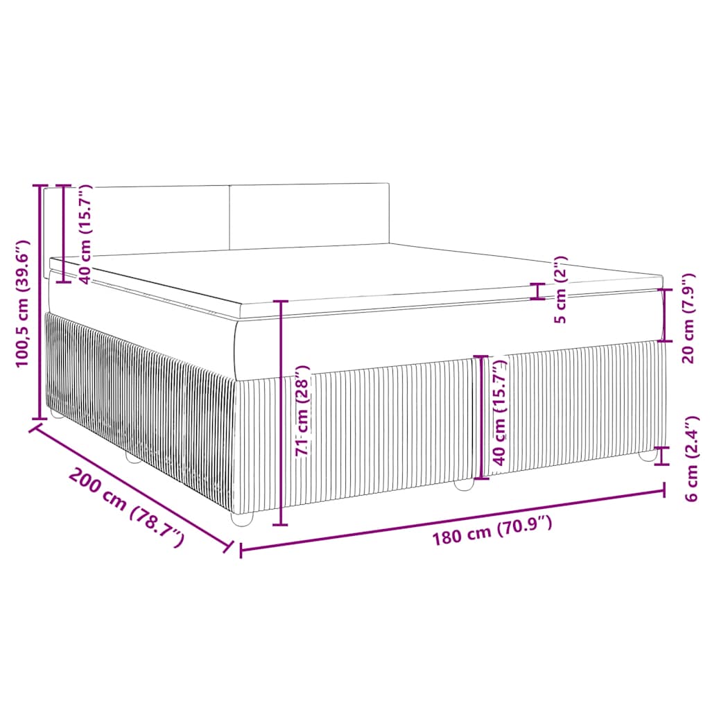 Boxspringbett mit Matratze Schwarz 180x200 cm Stoff