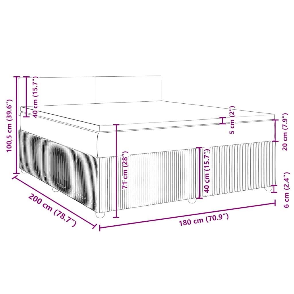 Boxspringbett mit Matratze Taupe 180x200 cm Stoff