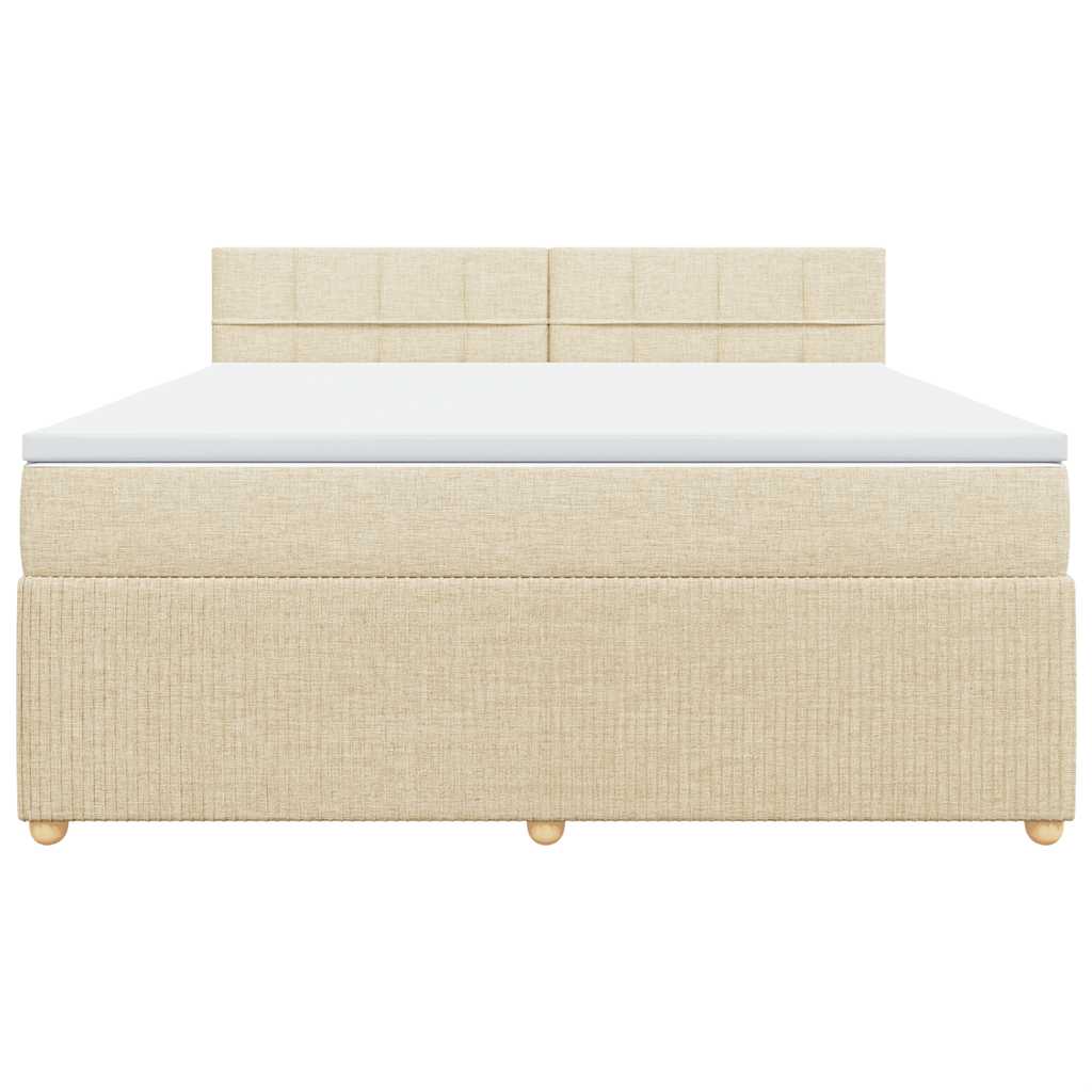 Boxspringbett mit Matratze Creme 180x200 cm Stoff