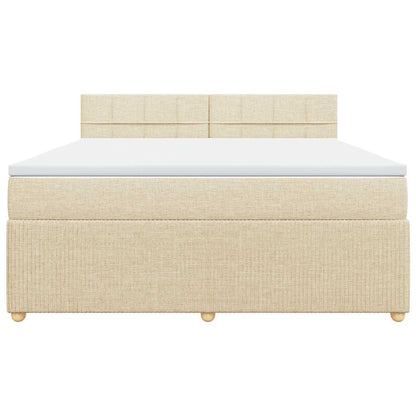 Boxspringbett mit Matratze Creme 180x200 cm Stoff
