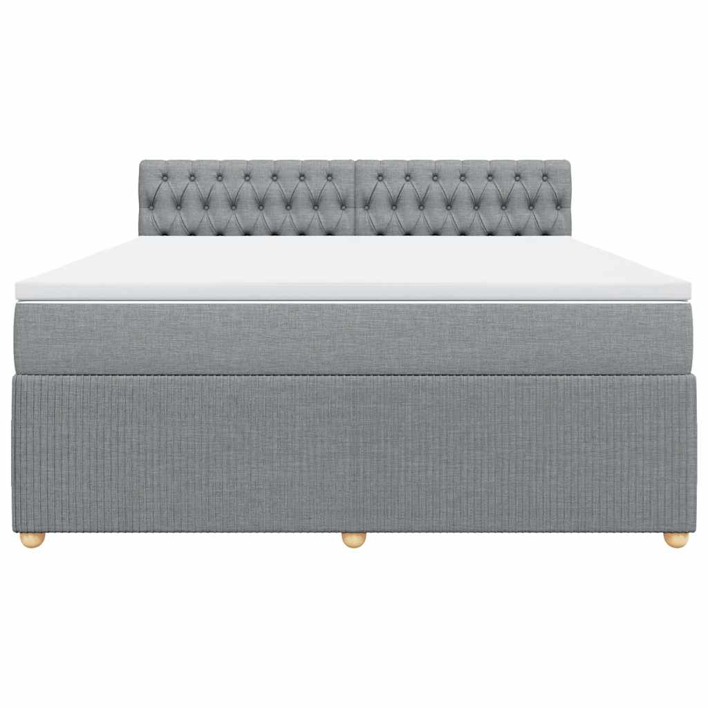 Boxspringbett mit Matratze Hellgrau 180x200 cm Stoff