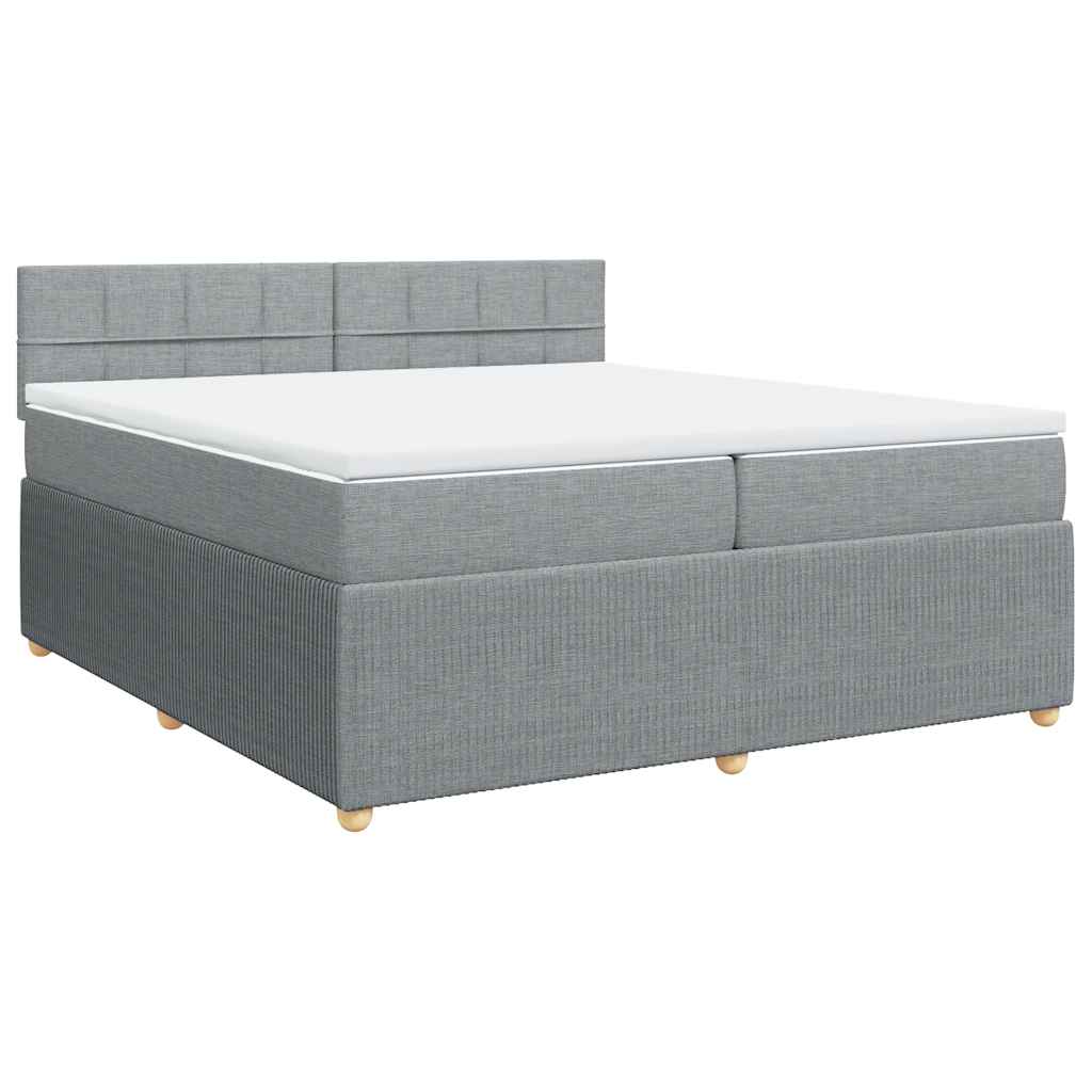 Boxspringbett mit Matratze Hellgrau 200x200 cm Stoff
