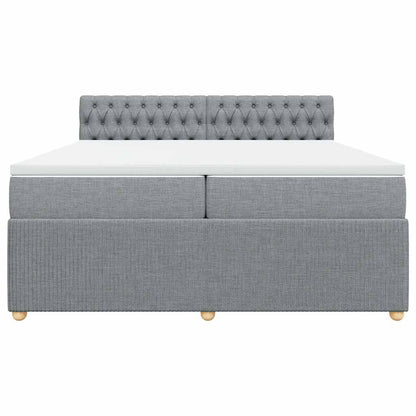 Boxspringbett mit Matratze Hellgrau 200x200 cm Stoff