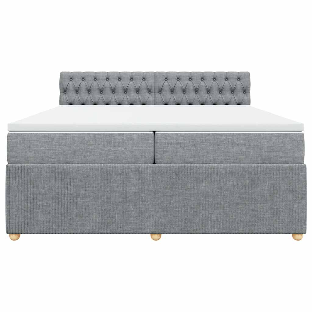 Boxspringbett mit Matratze Hellgrau 200x200 cm Stoff