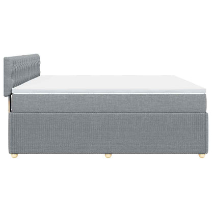 Boxspringbett mit Matratze Hellgrau 200x200 cm Stoff