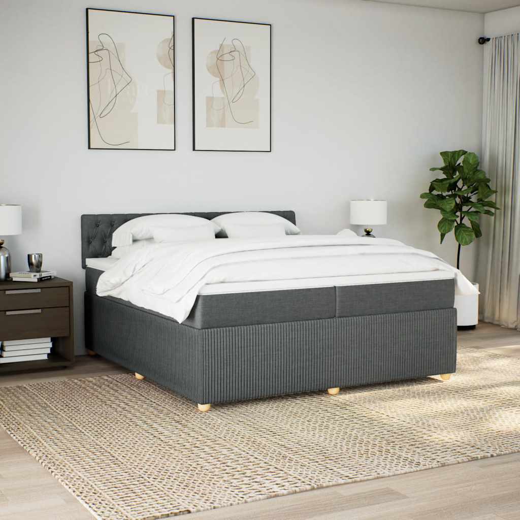 Boxspringbett mit Matratze Dunkelgrau 200x200 cm Stoff