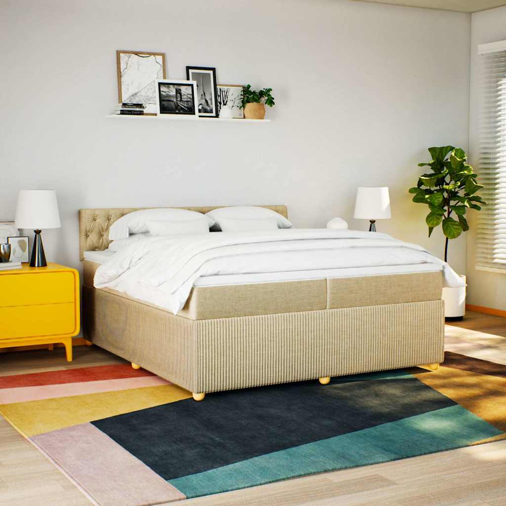 Boxspringbett mit Matratze Creme 200x200 cm Stoff
