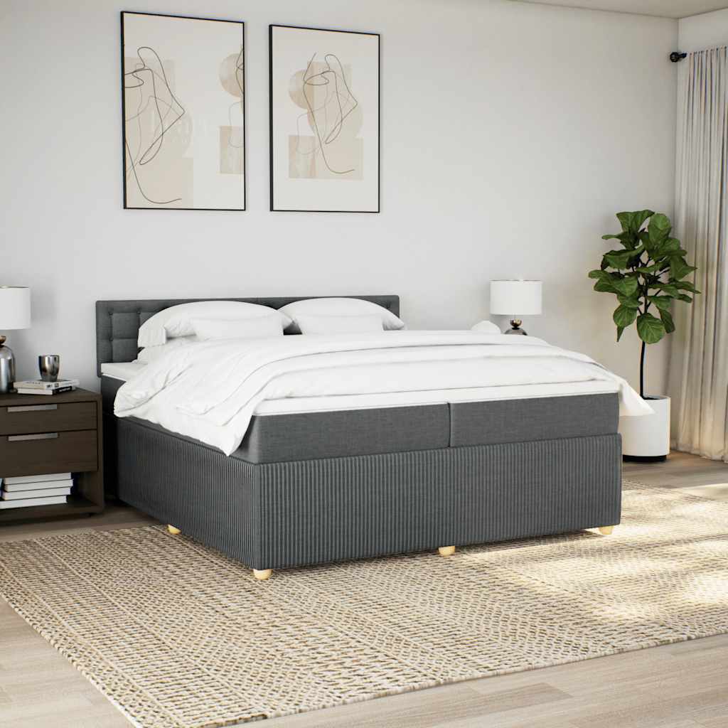Boxspringbett mit Matratze Dunkelgrau 200x200 cm Stoff