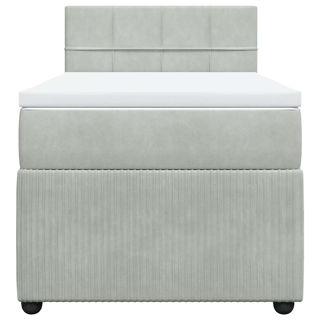 Boxspringbett mit Matratze Hellgrau 80x200 cm Samt