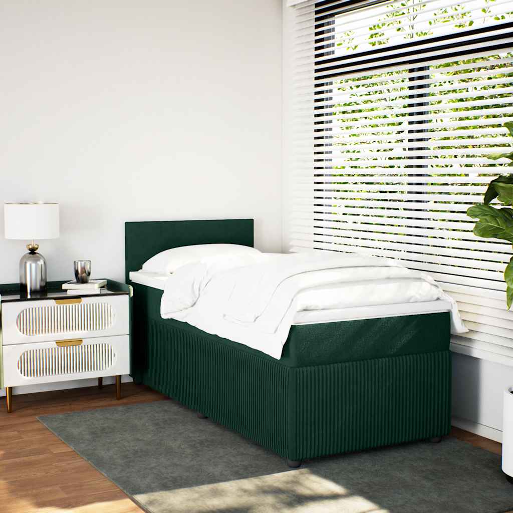 Boxspringbett mit Matratze Dunkelgrün 90x190 cm Samt
