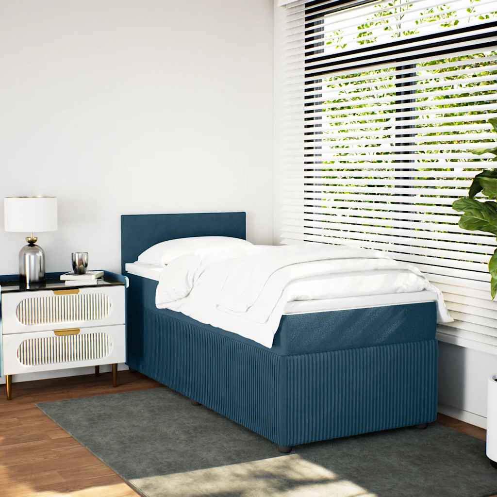 Boxspringbett mit Matratze Blau 90x190 cm Samt