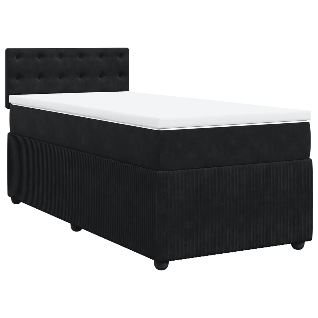 Boxspringbett mit Matratze Schwarz 90x190 cm Samt