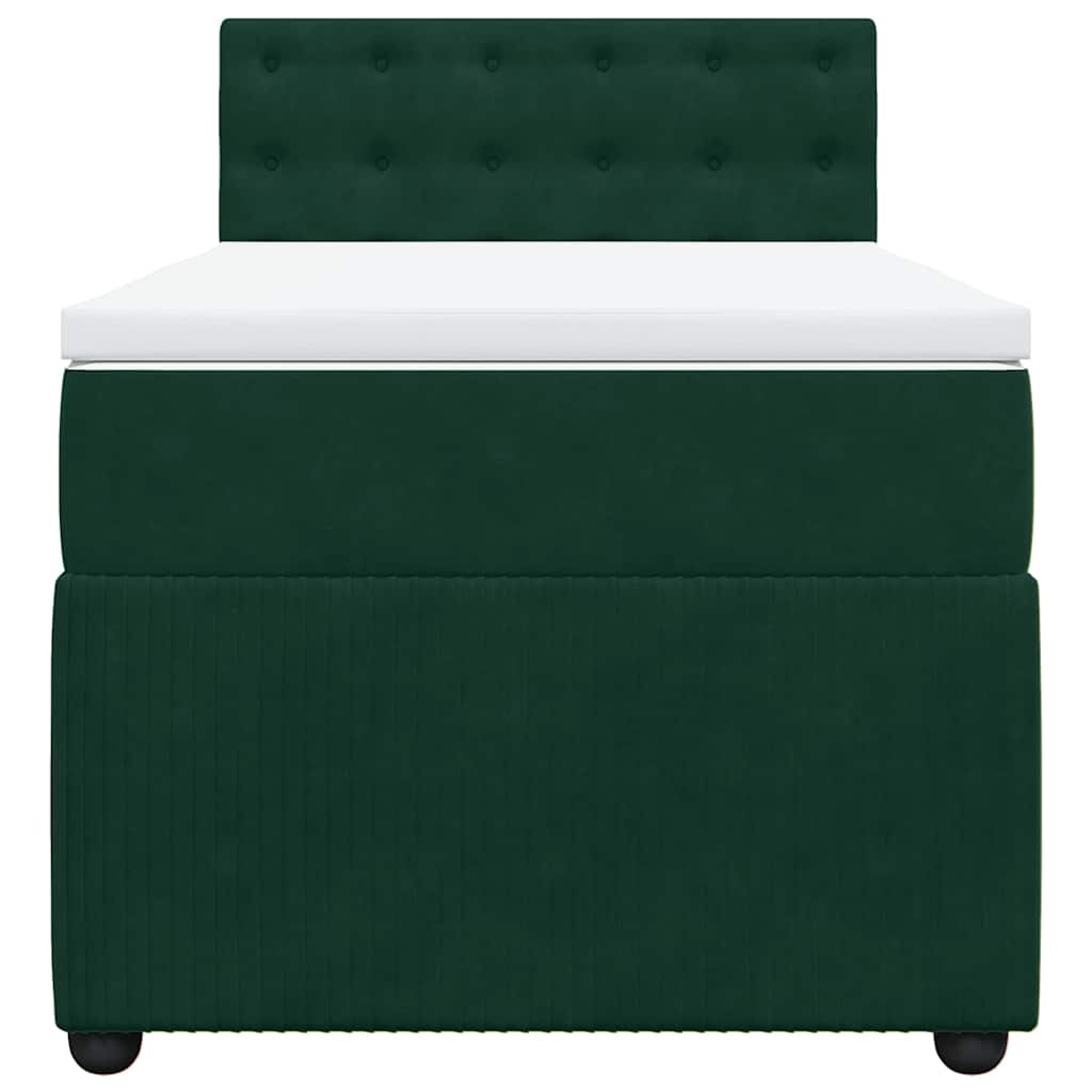 Boxspringbett mit Matratze Dunkelgrün 90x190 cm Samt
