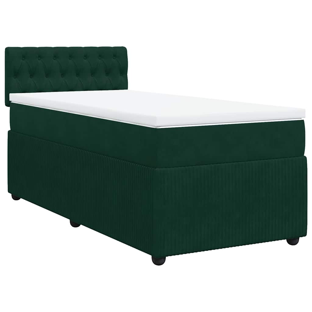 Boxspringbett mit Matratze Dunkelgrün 90x190 cm Samt