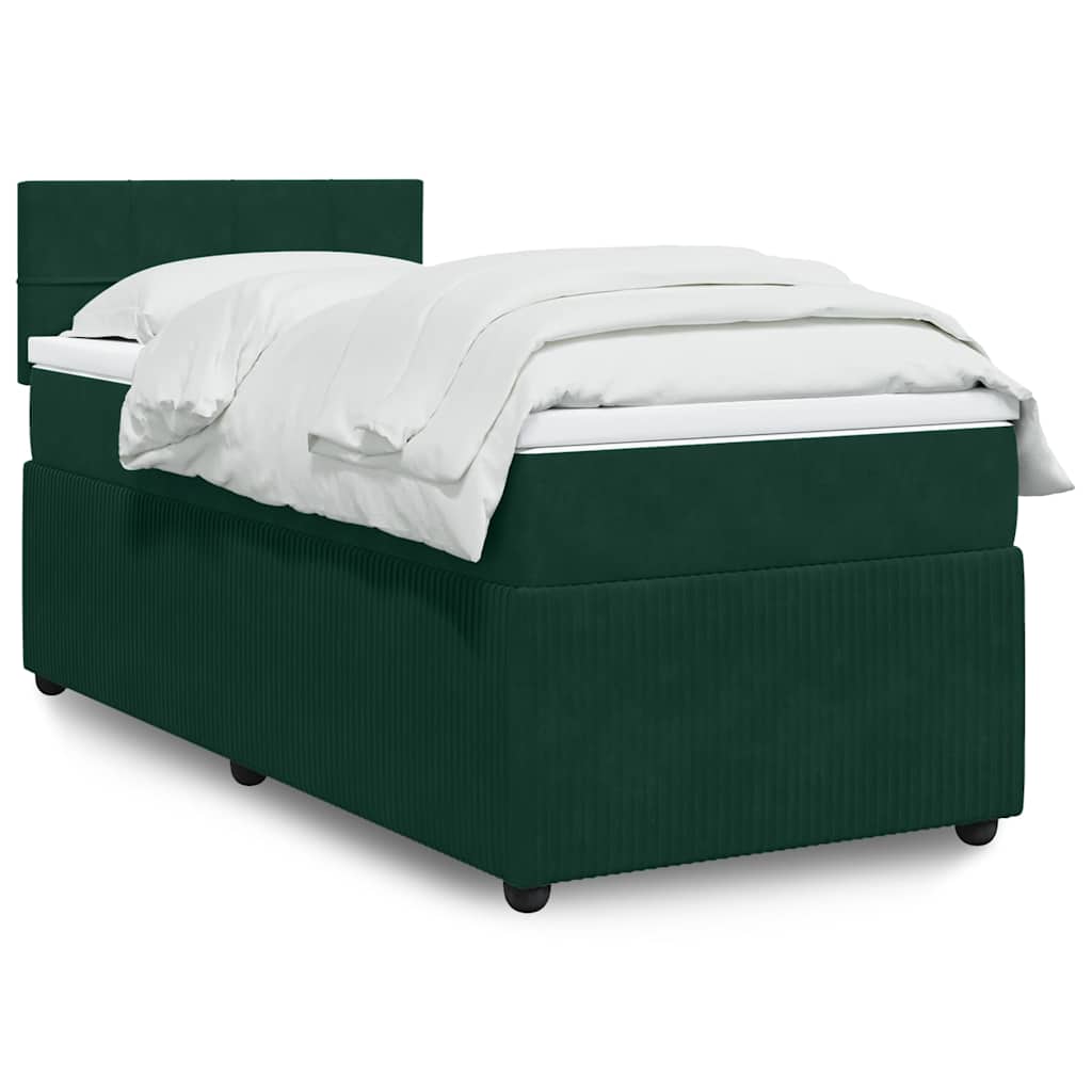 Boxspringbett mit Matratze Dunkelgrün 90x190 cm Samt