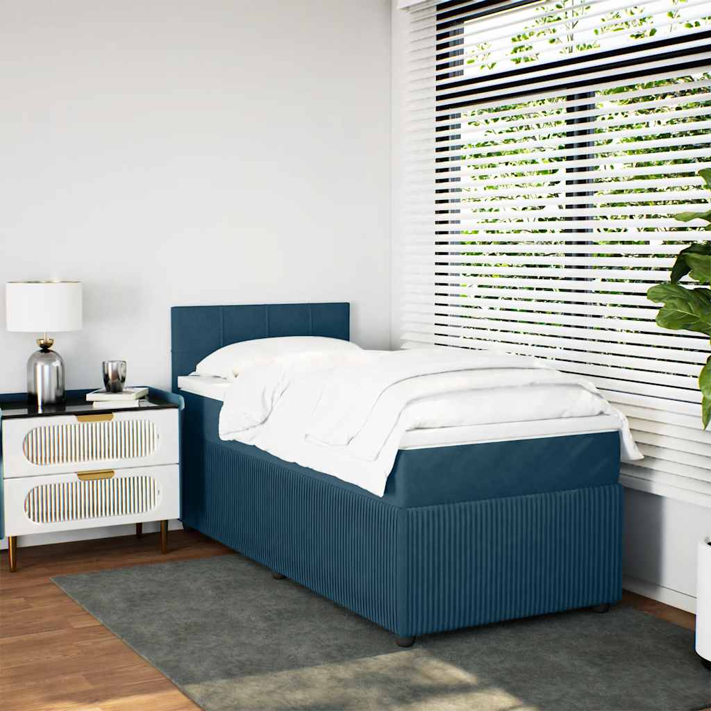 Boxspringbett mit Matratze Blau 90x190 cm Samt