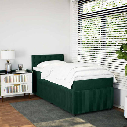 Boxspringbett mit Matratze Dunkelgrün 90x200 cm Samt