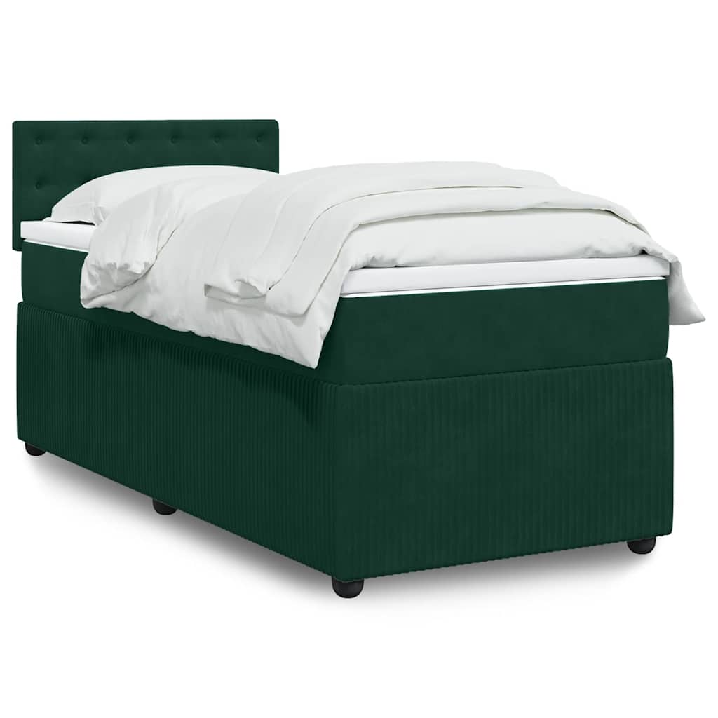 Boxspringbett mit Matratze Dunkelgrün 90x200 cm Samt