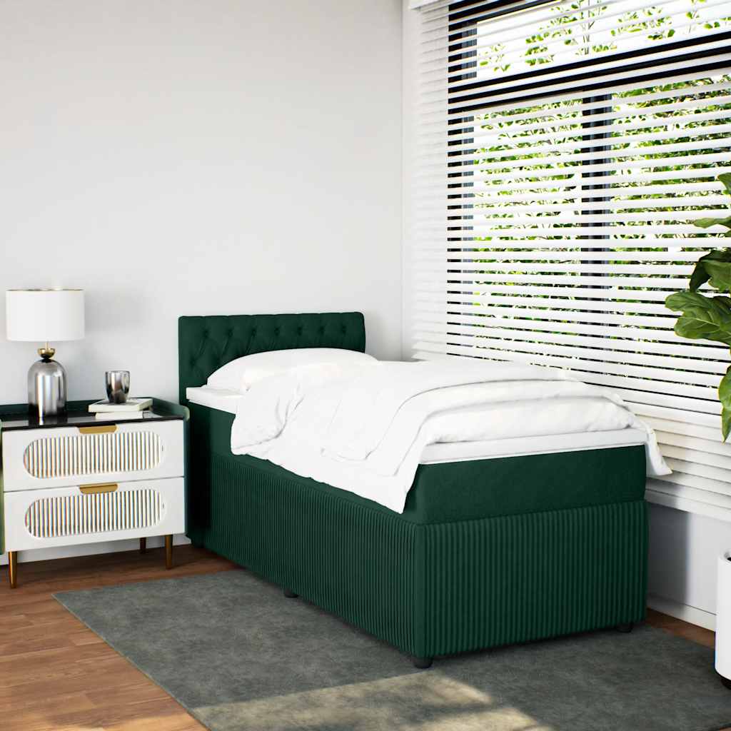 Boxspringbett mit Matratze Dunkelgrün 90x200 cm Samt