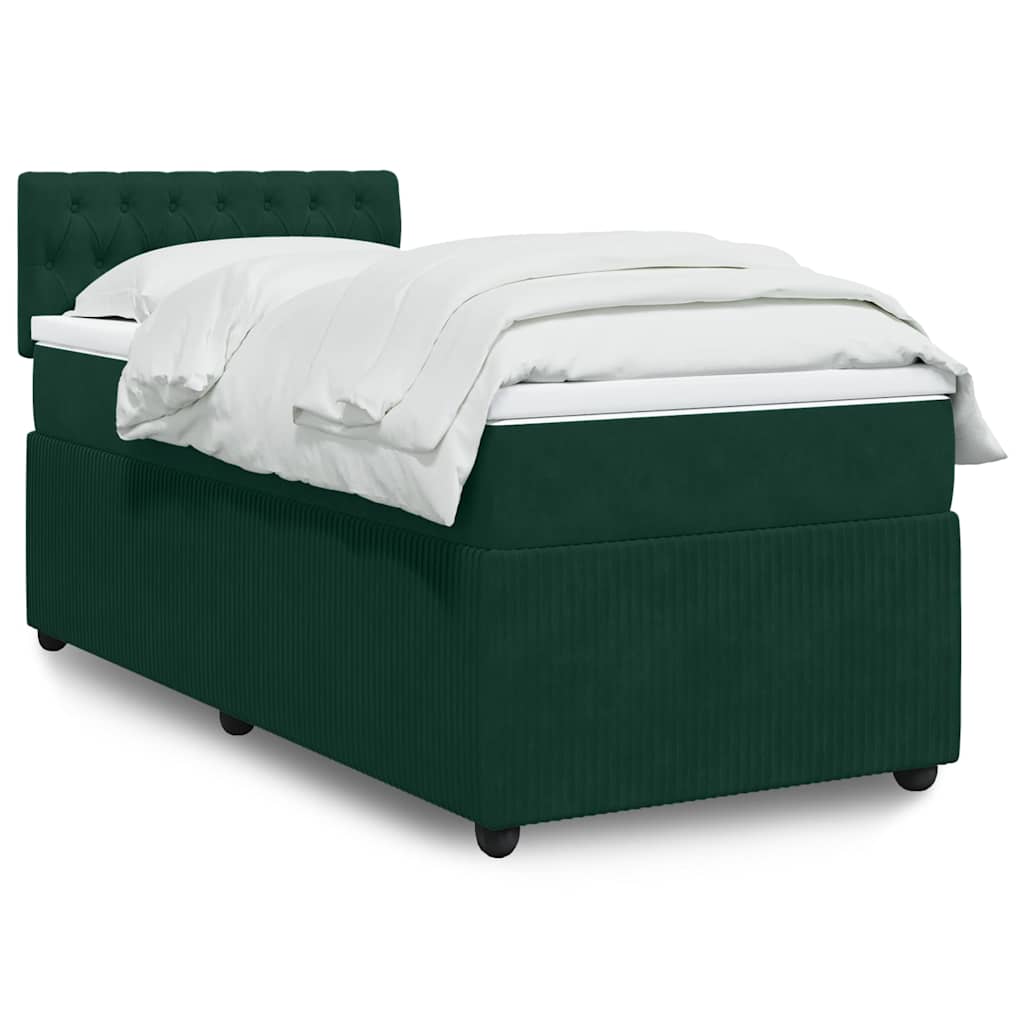 Boxspringbett mit Matratze Dunkelgrün 90x200 cm Samt