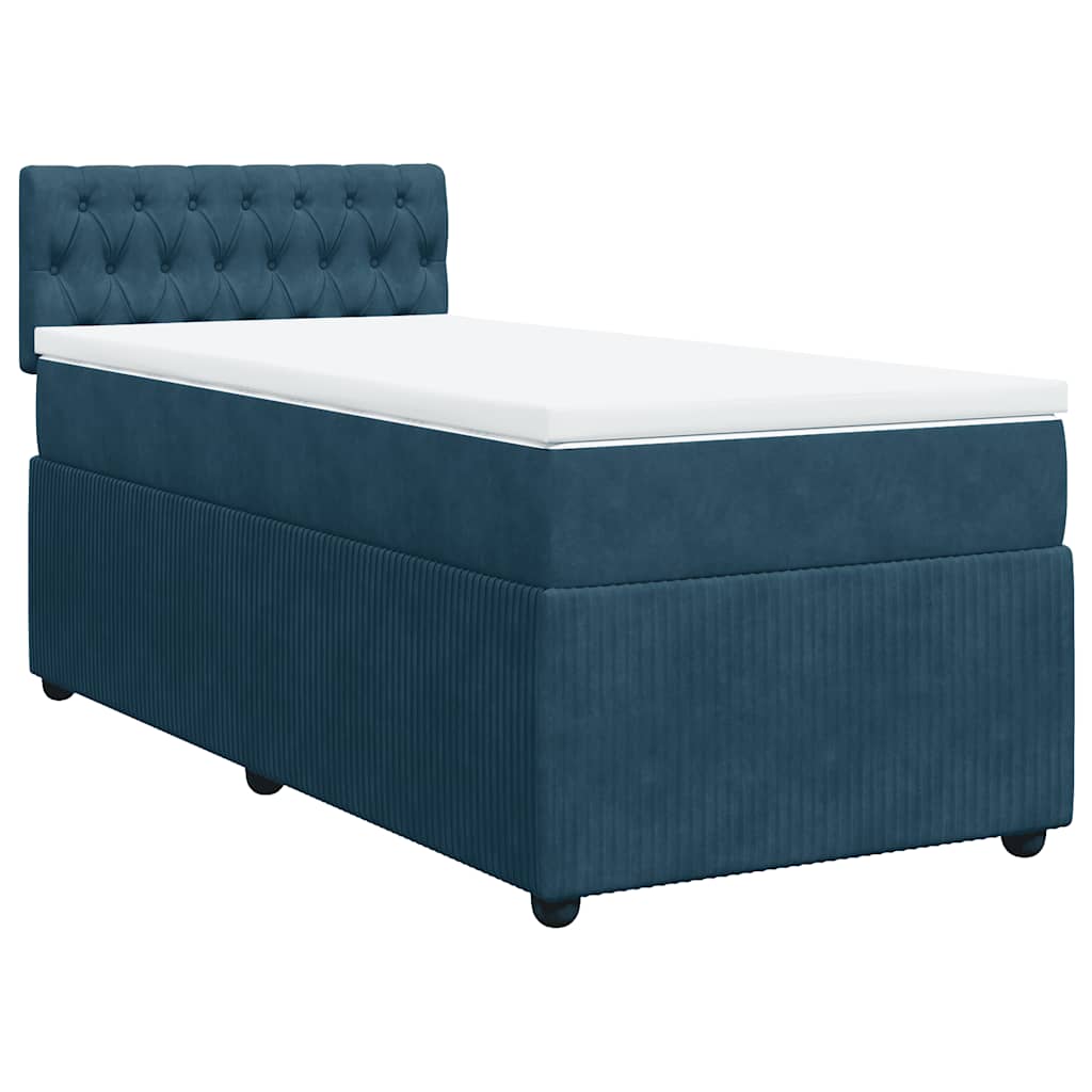 Boxspringbett mit Matratze Blau 90x200 cm Samt