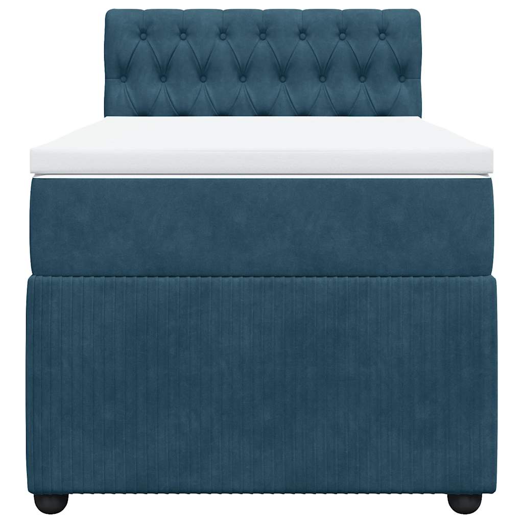 Boxspringbett mit Matratze Blau 90x200 cm Samt