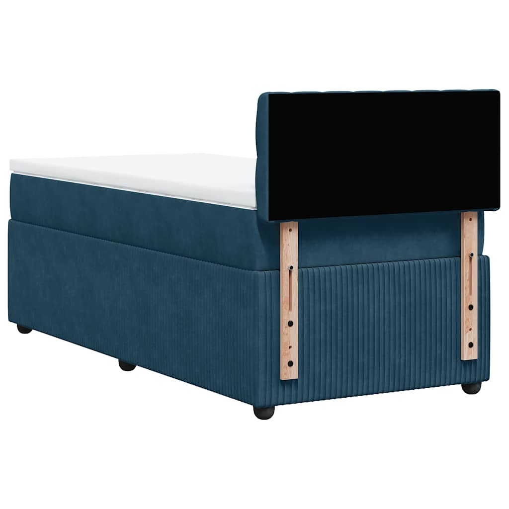 Boxspringbett mit Matratze Blau 90x200 cm Samt
