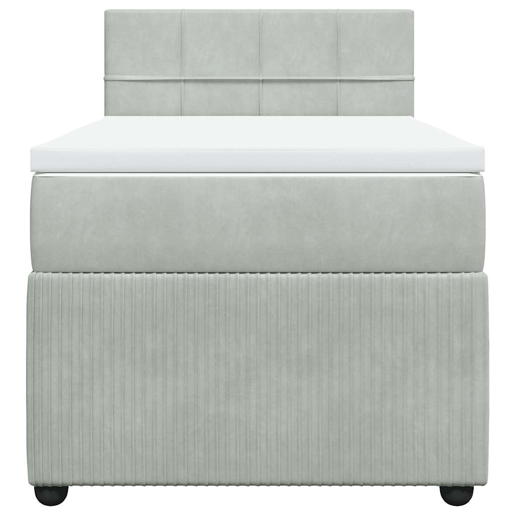 Boxspringbett mit Matratze Hellgrau 90x200 cm Samt