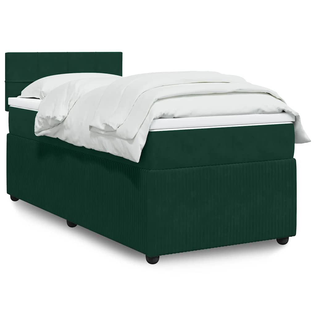 Boxspringbett mit Matratze Dunkelgrün 90x200 cm Samt
