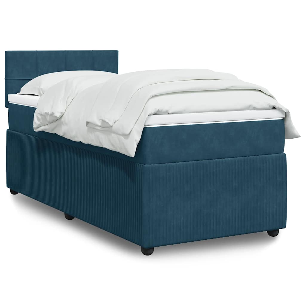 Boxspringbett mit Matratze Blau 90x200 cm Samt