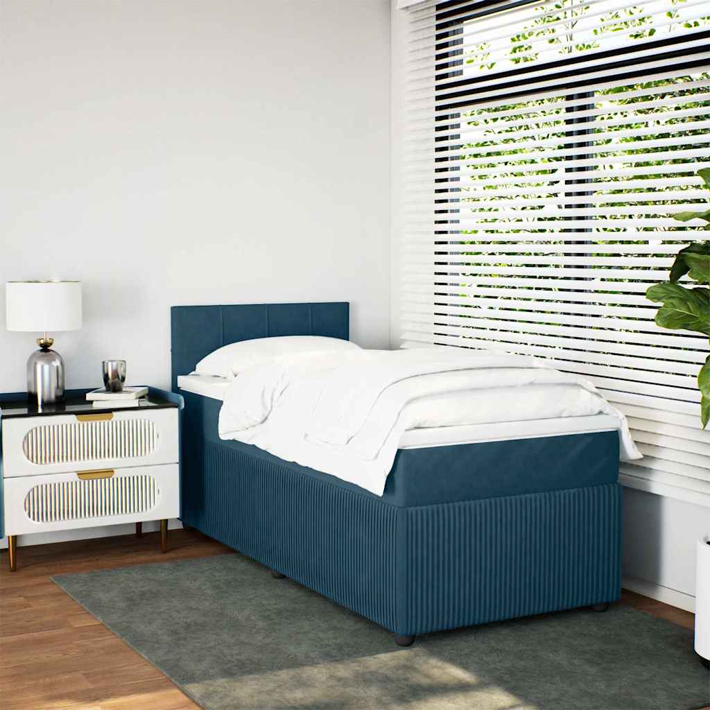 Boxspringbett mit Matratze Blau 90x200 cm Samt