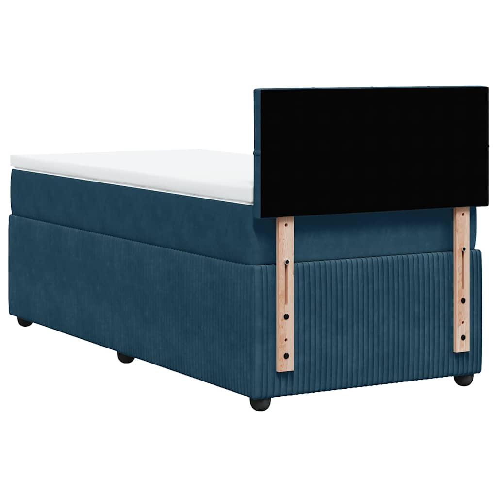 Boxspringbett mit Matratze Blau 90x200 cm Samt