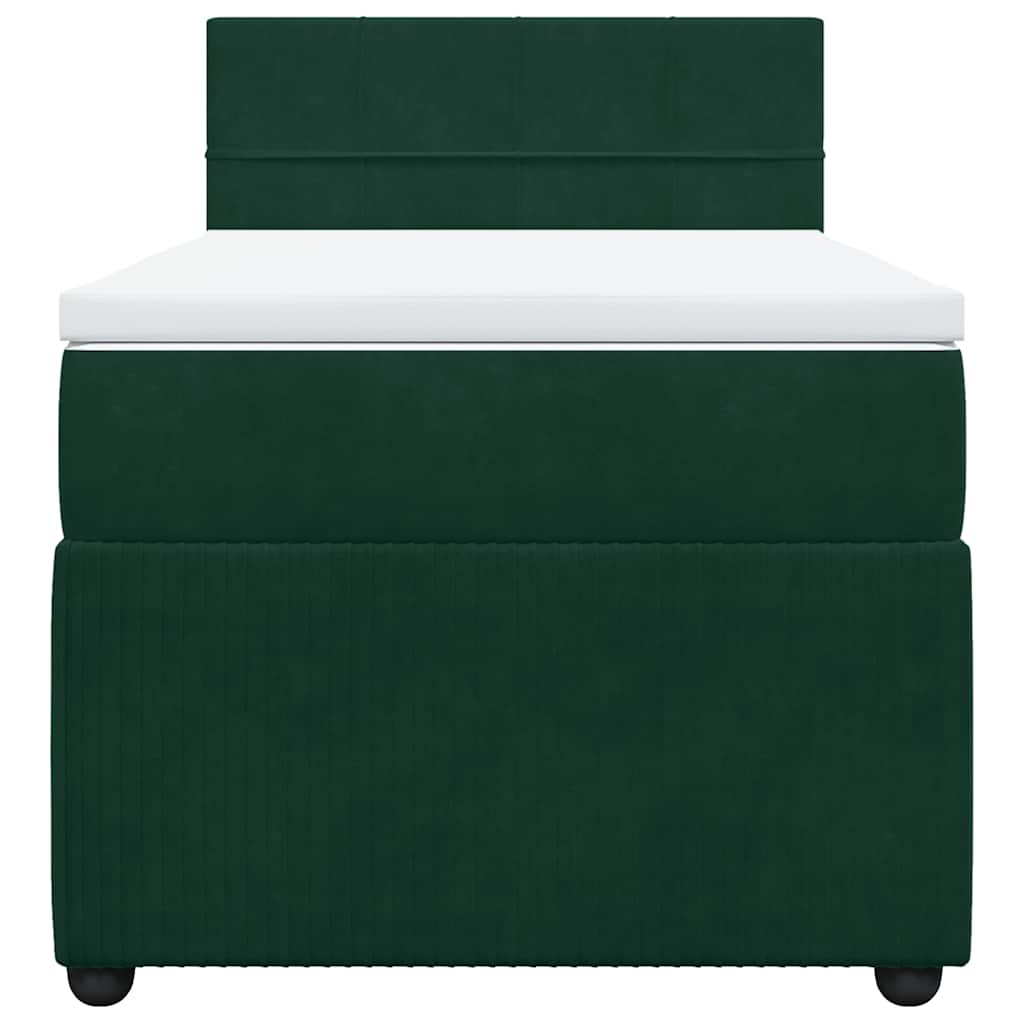 Boxspringbett mit Matratze Dunkelgrün 100x200 cm Samt