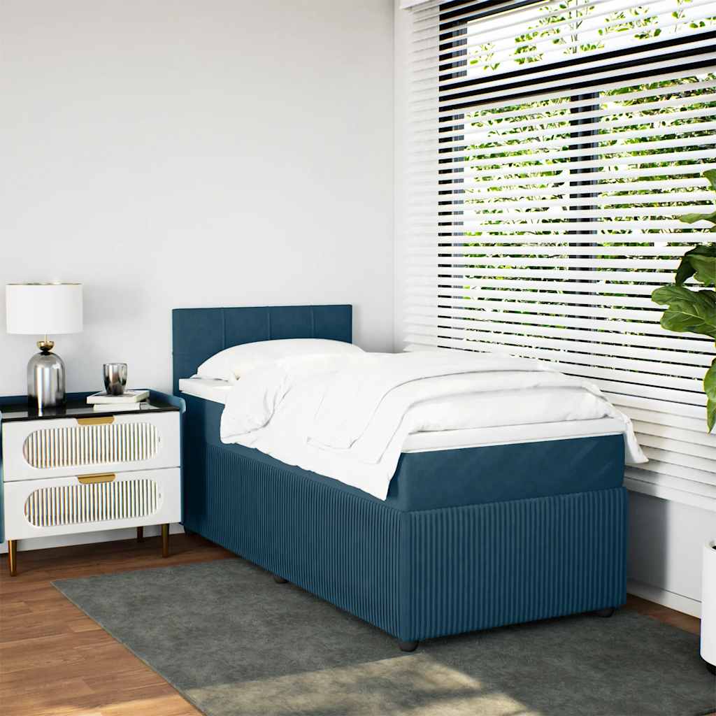 Boxspringbett mit Matratze Blau 100x200 cm Samt