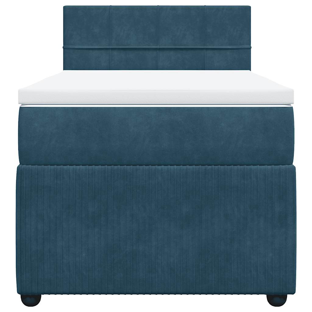 Boxspringbett mit Matratze Blau 100x200 cm Samt