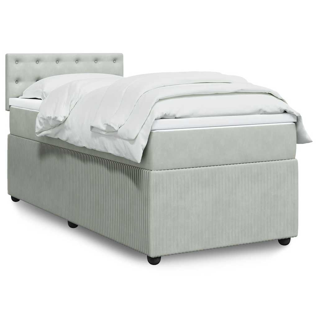 Boxspringbett mit Matratze Hellgrau 100x200 cm Samt