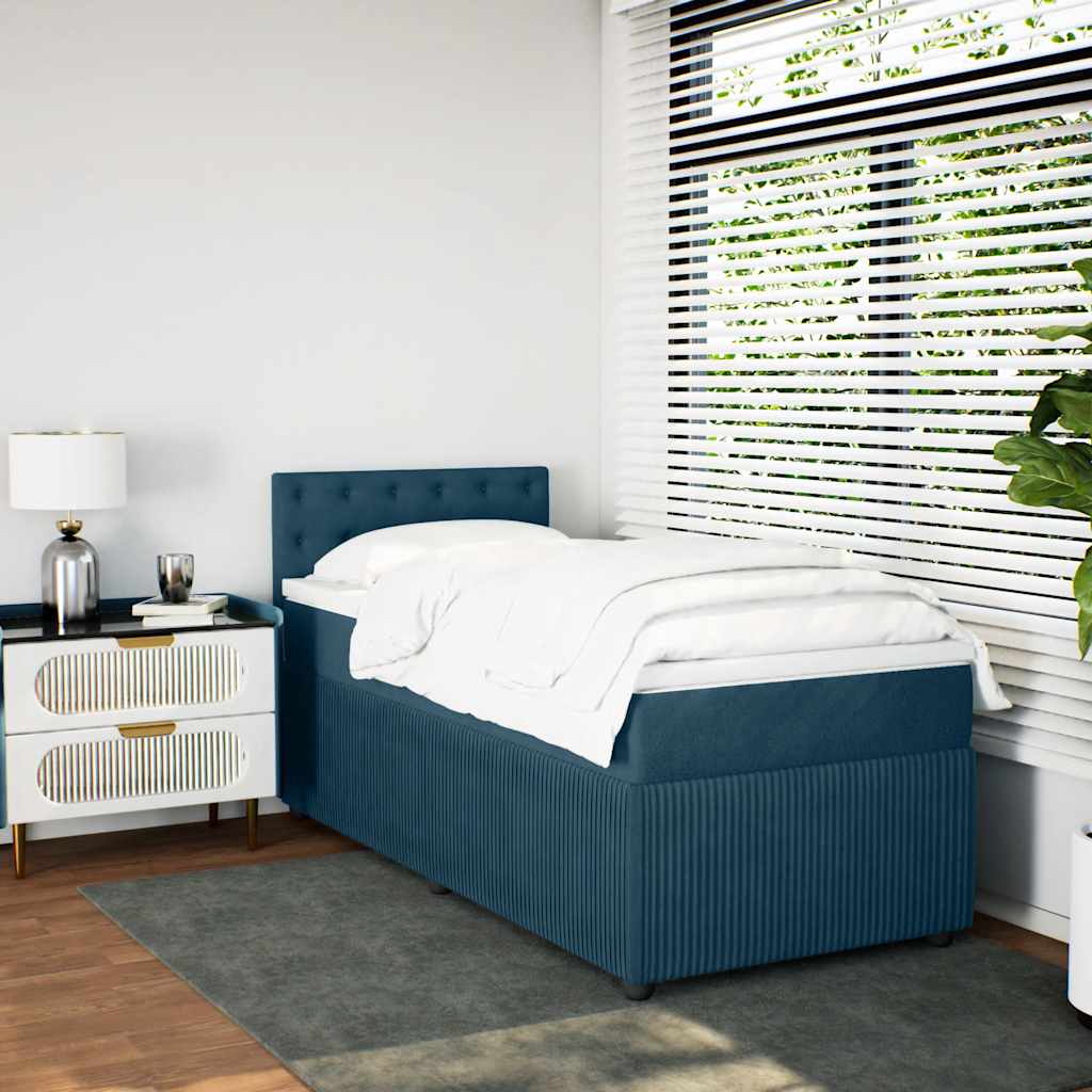 Boxspringbett mit Matratze Blau 100x200 cm Samt