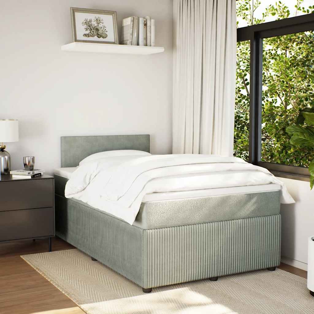 Boxspringbett mit Matratze Hellgrau 120x190 cm Samt